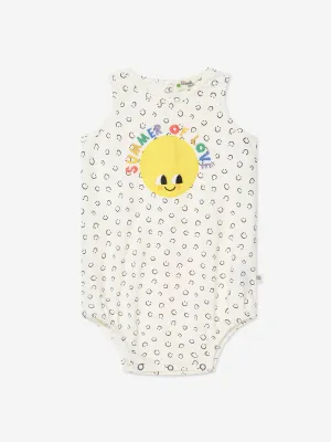 The Bonnie Mob Baby Organic Cotton Sleeveless Bubble Romper in Ivory