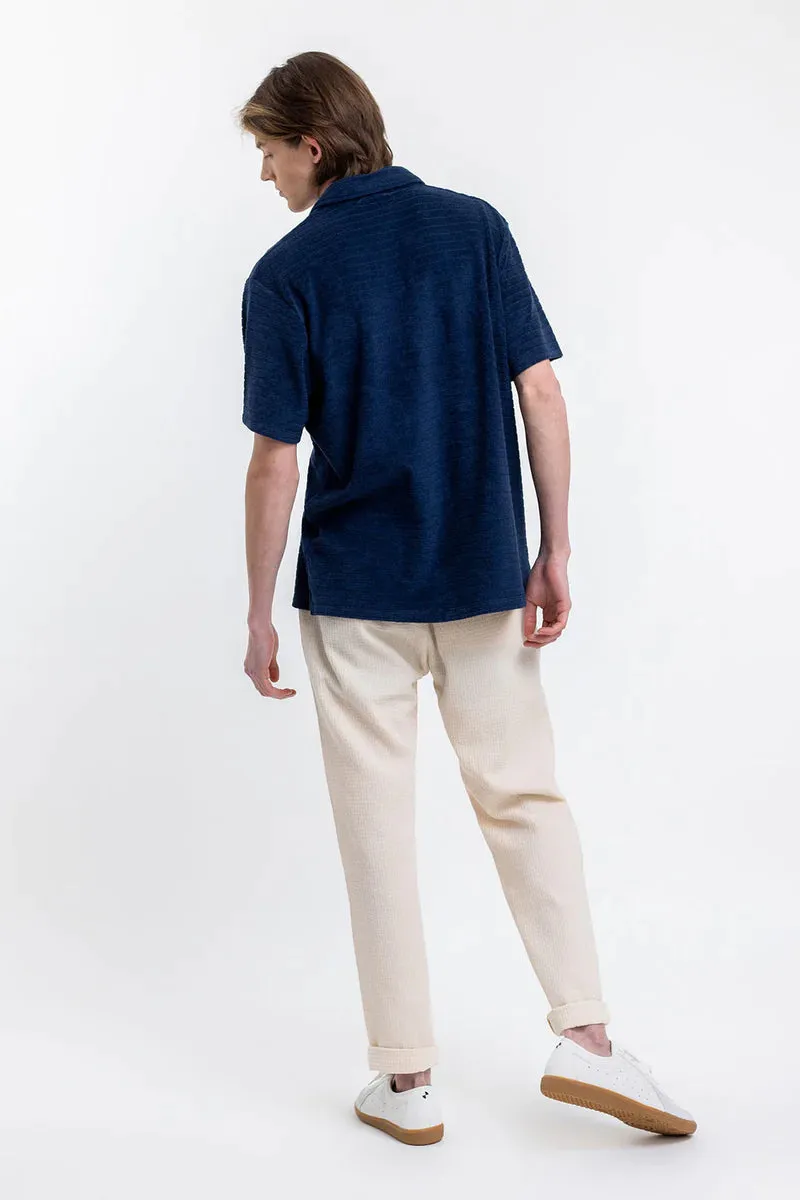 unisex terry cotton polo - navy