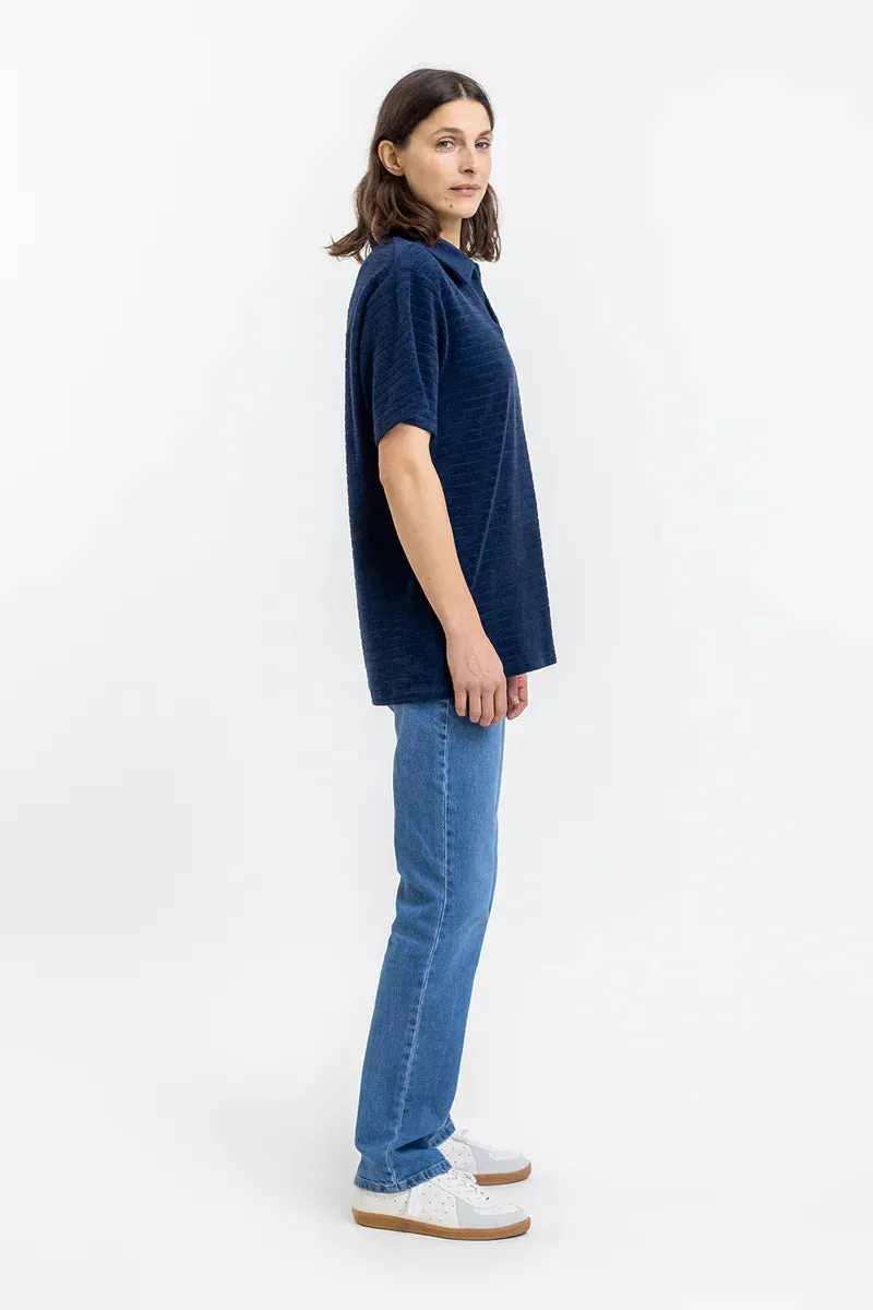 unisex terry cotton polo - navy