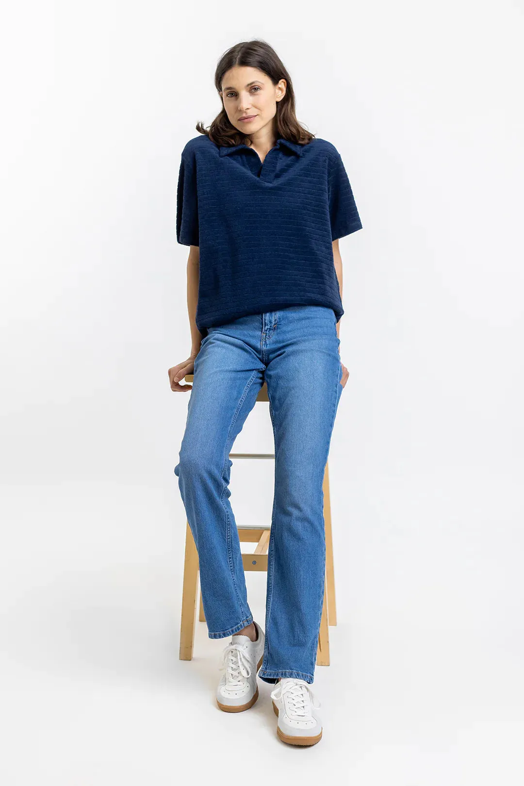 unisex terry cotton polo - navy