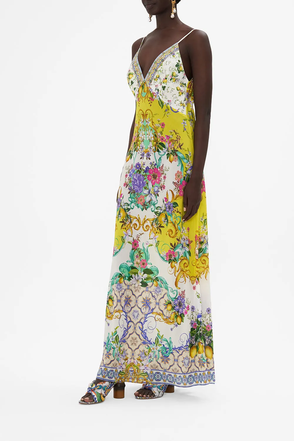 V NECK FULL LENGTH BIAS SLIP DRESS CATERINA SPRITZ
