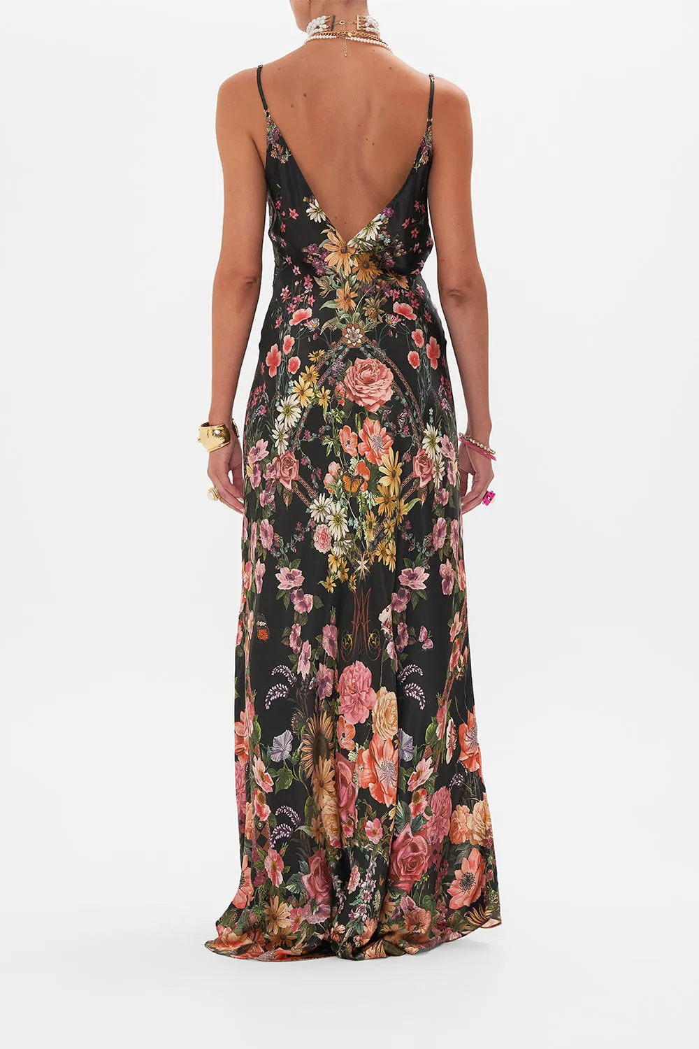V NECK FULL LENGTH BIAS SLIP DRESS LETTERS FROM A VINEYARD