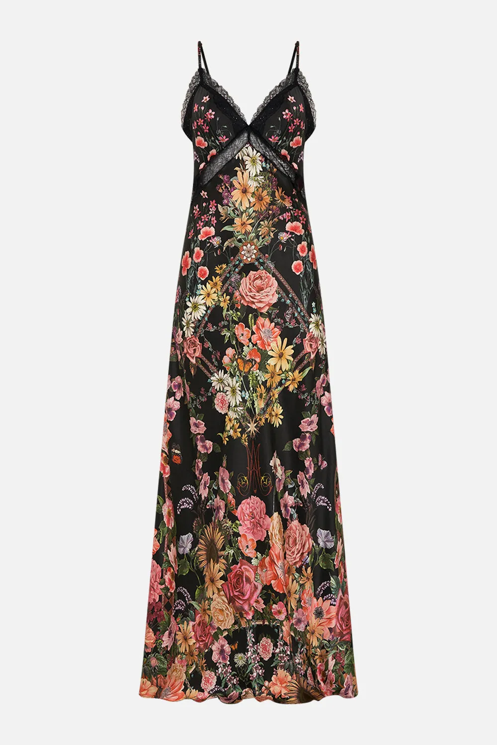 V NECK FULL LENGTH BIAS SLIP DRESS LETTERS FROM A VINEYARD