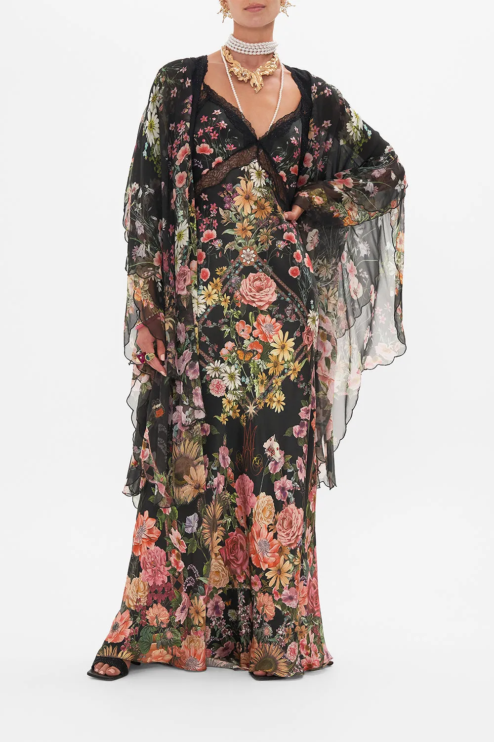 V NECK FULL LENGTH BIAS SLIP DRESS LETTERS FROM A VINEYARD