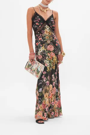 V NECK FULL LENGTH BIAS SLIP DRESS LETTERS FROM A VINEYARD