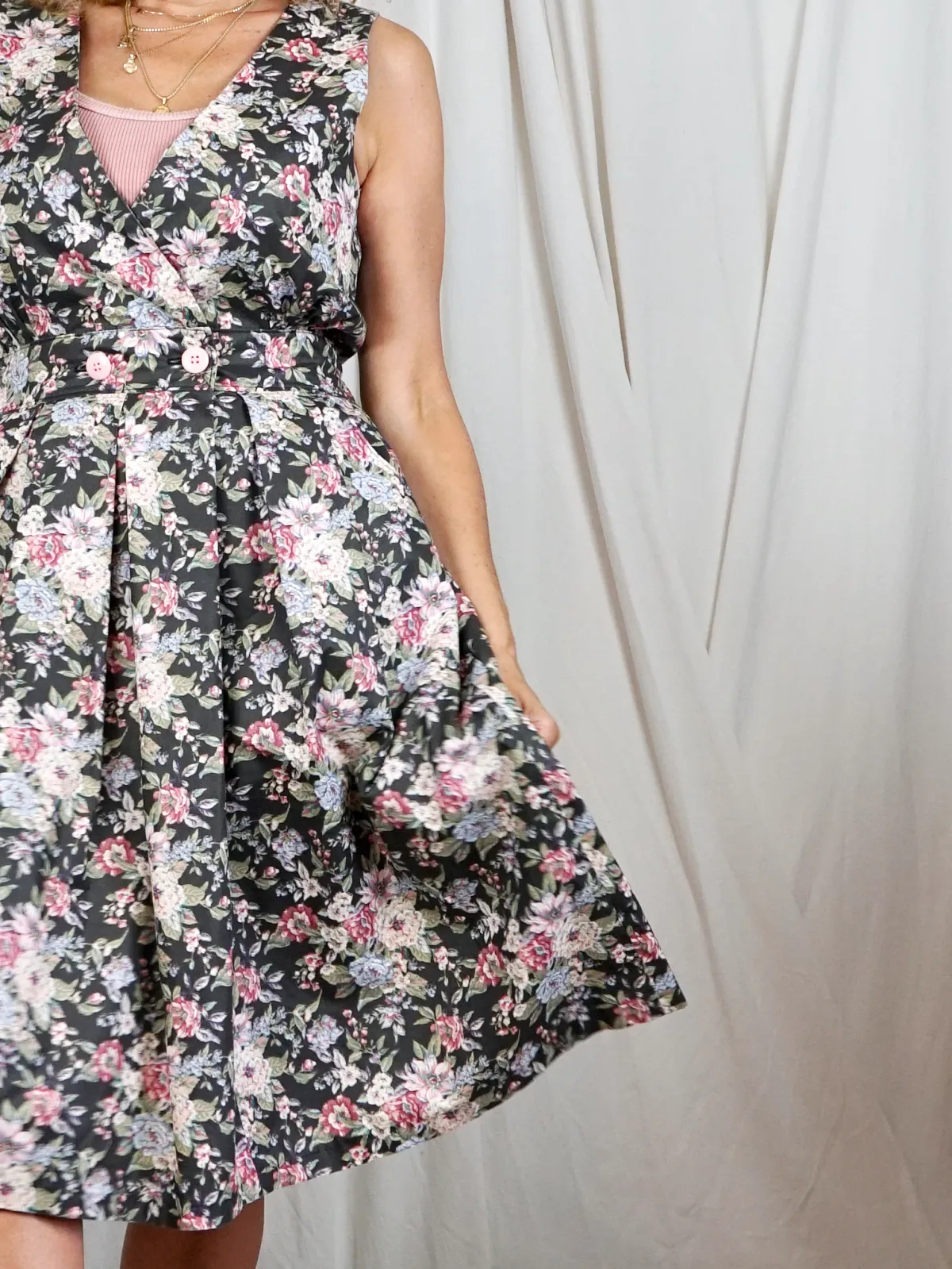 Vintage Floral Romantic Pleated Dress