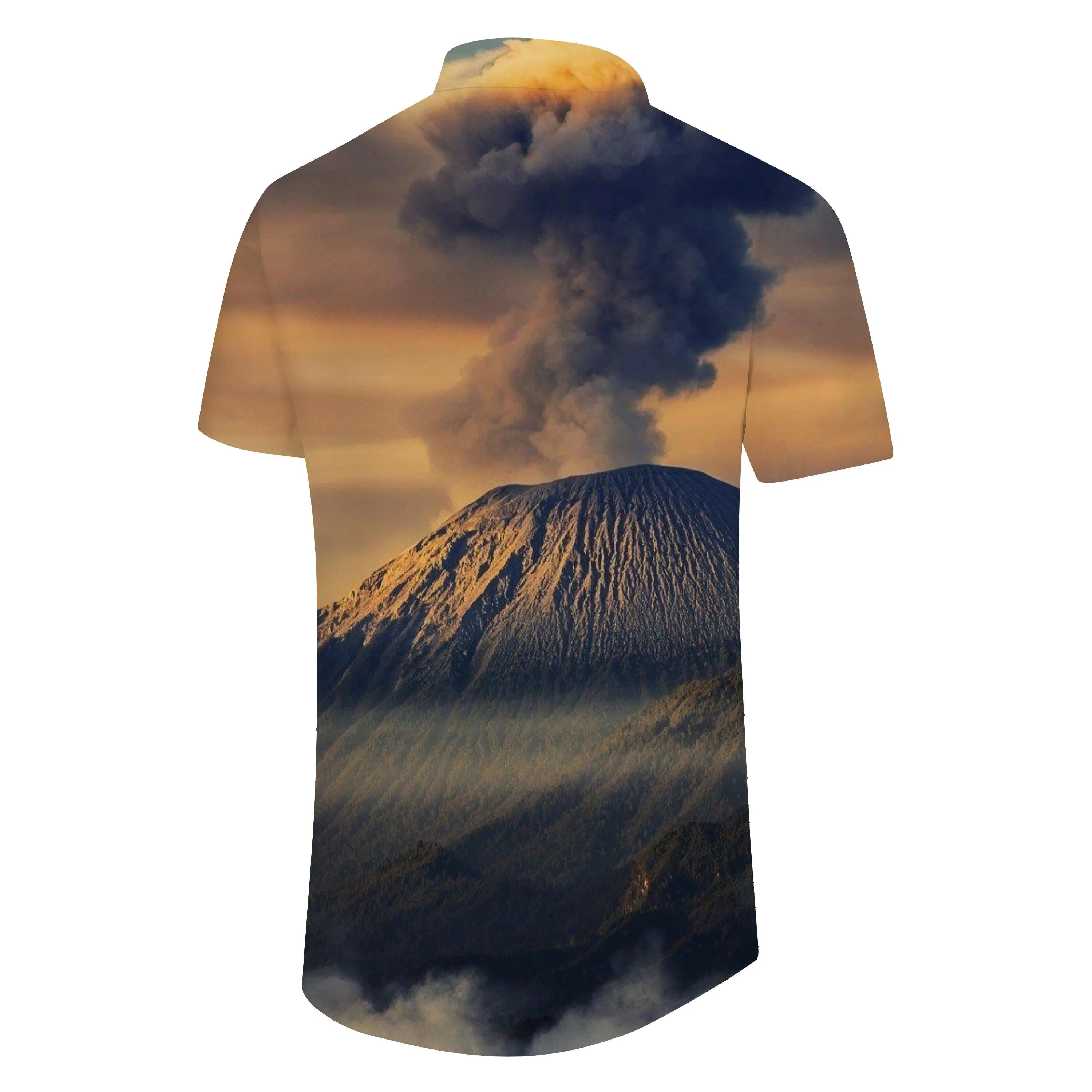Volcano Eruption Men's Shirt Short Sleeve Button Hawaiian Shirt Summer Casual Shirt Beach