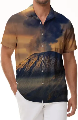Volcano Eruption Men's Shirt Short Sleeve Button Hawaiian Shirt Summer Casual Shirt Beach
