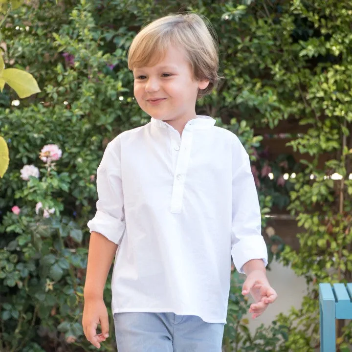 White Mao Shirt with Buttons