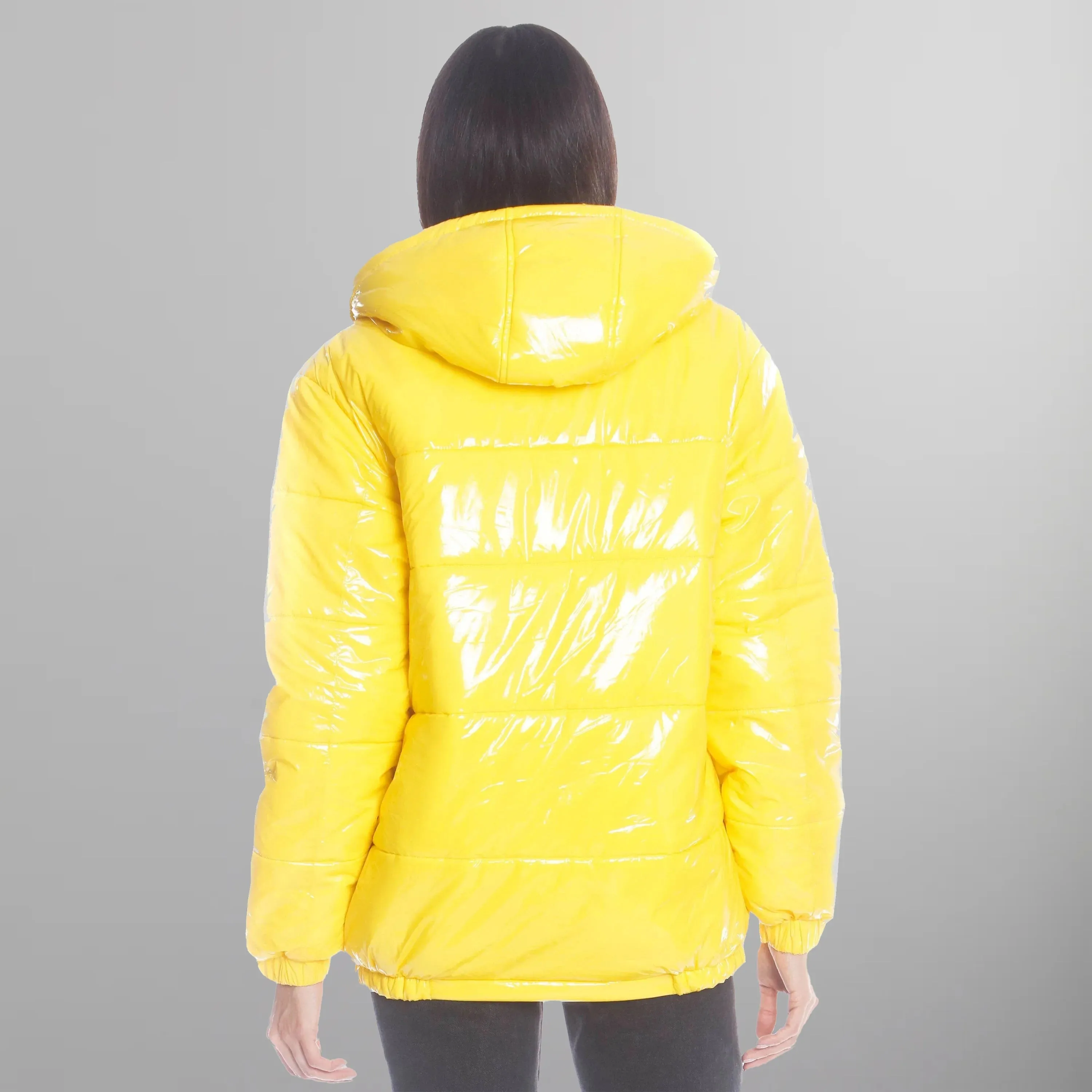 Women's Hi-Shine Chevron Quilt Puffer with Nickelodeon Mashup Print Lining Jacket - FINAL SALE
