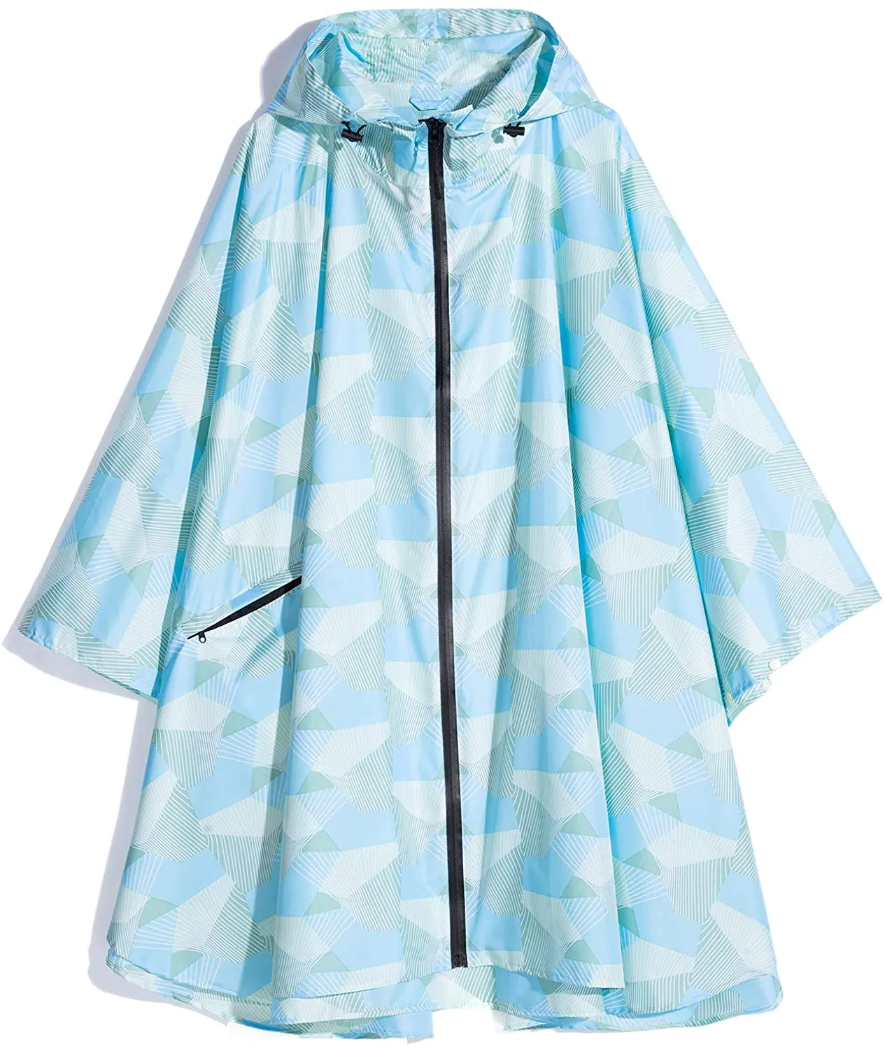 Womens Rain Poncho Waterproof Raincoat with Hood Zipper Outdoor Hiking Biking